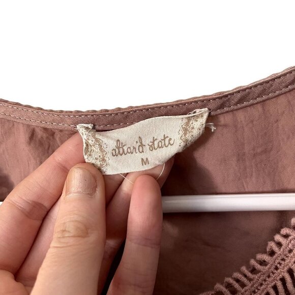 Altar'd State pink long sleeved ruffle blouse classic style boho lightweight - Picture 5 of 7